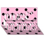 Polka Dots - Black on Cotton Candy Pink Happy Birthday 3D Greeting Card (8x4)