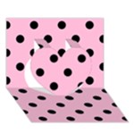 Polka Dots - Black on Cotton Candy Pink Heart 3D Greeting Card (7x5)