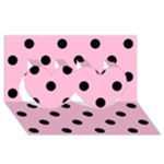 Polka Dots - Black on Cotton Candy Pink Twin Hearts 3D Greeting Card (8x4)