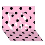 Polka Dots - Black on Cotton Candy Pink LOVE 3D Greeting Card (7x5)