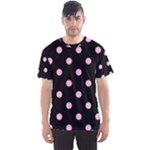 Polka Dots - Cotton Candy Pink on Black Men s Sport Mesh Tee