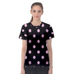 Polka Dots - Cotton Candy Pink on Black Women s Sport Mesh Tee