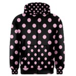 Polka Dots - Cotton Candy Pink on Black Men s Zipper Hoodie