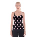Polka Dots - Cotton Candy Pink on Black Spaghetti Strap Top
