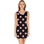 Polka Dots - Cotton Candy Pink on Black Bodycon Dress