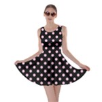 Polka Dots - Cotton Candy Pink on Black Skater Dress