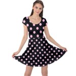 Polka Dots - Cotton Candy Pink on Black Cap Sleeve Dress