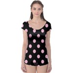Polka Dots - Cotton Candy Pink on Black Boyleg Leotard (Ladies)
