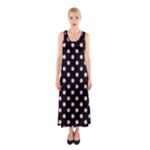 Polka Dots - Cotton Candy Pink on Black Full Print Maxi Dress