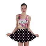 Polka Dots - Cotton Candy Pink on Black Mini Skirt