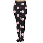 Polka Dots - Cotton Candy Pink on Black Women s Tights
