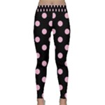 Polka Dots - Cotton Candy Pink on Black Yoga Leggings
