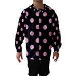 Polka Dots - Cotton Candy Pink on Black Hooded Wind Breaker (Kids)