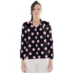 Polka Dots - Cotton Candy Pink on Black Wind Breaker (Women)
