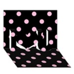 Polka Dots - Cotton Candy Pink on Black I Love You 3D Greeting Card (7x5)