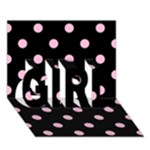 Polka Dots - Cotton Candy Pink on Black GIRL 3D Greeting Card (7x5)