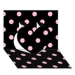 Polka Dots - Cotton Candy Pink on Black Heart 3D Greeting Card (7x5)