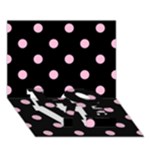 Polka Dots - Cotton Candy Pink on Black LOVE Bottom 3D Greeting Card (7x5)