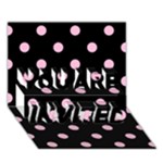 Polka Dots - Cotton Candy Pink on Black YOU ARE INVITED 3D Greeting Card (7x5)