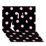 Polka Dots - Cotton Candy Pink on Black Apple 3D Greeting Card (7x5)