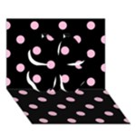 Polka Dots - Cotton Candy Pink on Black Clover 3D Greeting Card (7x5)