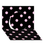 Polka Dots - Cotton Candy Pink on Black Circle 3D Greeting Card (7x5)