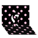 Polka Dots - Cotton Candy Pink on Black Ribbon 3D Greeting Card (7x5)