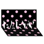 Polka Dots - Cotton Candy Pink on Black PARTY 3D Greeting Card (8x4)