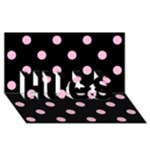 Polka Dots - Cotton Candy Pink on Black HUGS 3D Greeting Card (8x4)