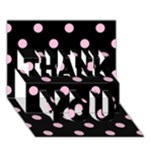 Polka Dots - Cotton Candy Pink on Black THANK YOU 3D Greeting Card (7x5)