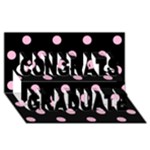 Polka Dots - Cotton Candy Pink on Black Congrats Graduate 3D Greeting Card (8x4)