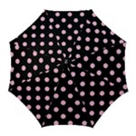 Polka Dots - Cotton Candy Pink on Black Golf Umbrella