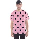 Polka Dots - Black on Light Pink Men s Sport Mesh Tee