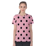 Polka Dots - Black on Light Pink Women s Cotton Tee