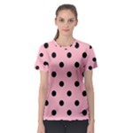 Polka Dots - Black on Light Pink Women s Sport Mesh Tee