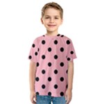 Polka Dots - Black on Light Pink Kid s Sport Mesh Tee