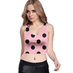Polka Dots - Black on Light Pink Racer Back Crop Top