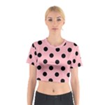 Polka Dots - Black on Light Pink Cotton Crop Top