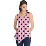 Polka Dots - Black on Light Pink Sleeveless Tunic