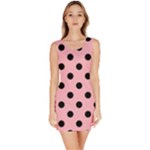 Polka Dots - Black on Light Pink Bodycon Dress