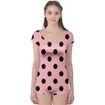 Polka Dots - Black on Light Pink Boyleg Leotard (Ladies)