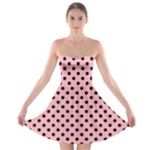 Polka Dots - Black on Light Pink Strapless Bra Top Dress