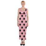 Polka Dots - Black on Light Pink Fitted Maxi Dress