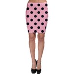 Polka Dots - Black on Light Pink Bodycon Skirt