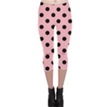 Polka Dots - Black on Light Pink Capri Leggings