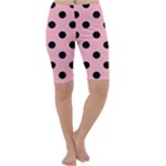 Polka Dots - Black on Light Pink Cropped Leggings