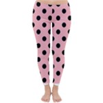 Polka Dots - Black on Light Pink Winter Leggings