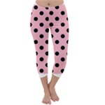 Polka Dots - Black on Light Pink Capri Winter Leggings