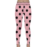 Polka Dots - Black on Light Pink Yoga Leggings