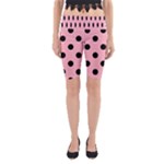 Polka Dots - Black on Light Pink Yoga Cropped Leggings